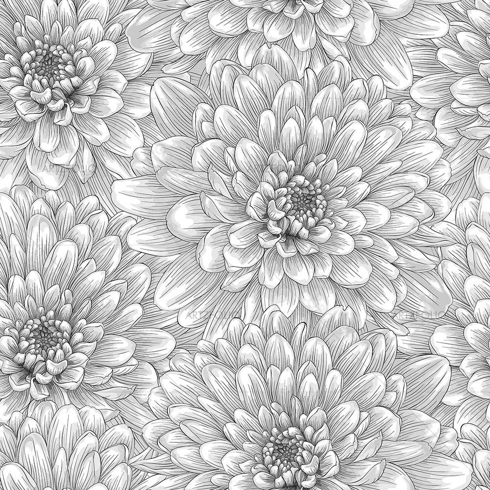 Black And White Dahlia — custom-size art design 5007909