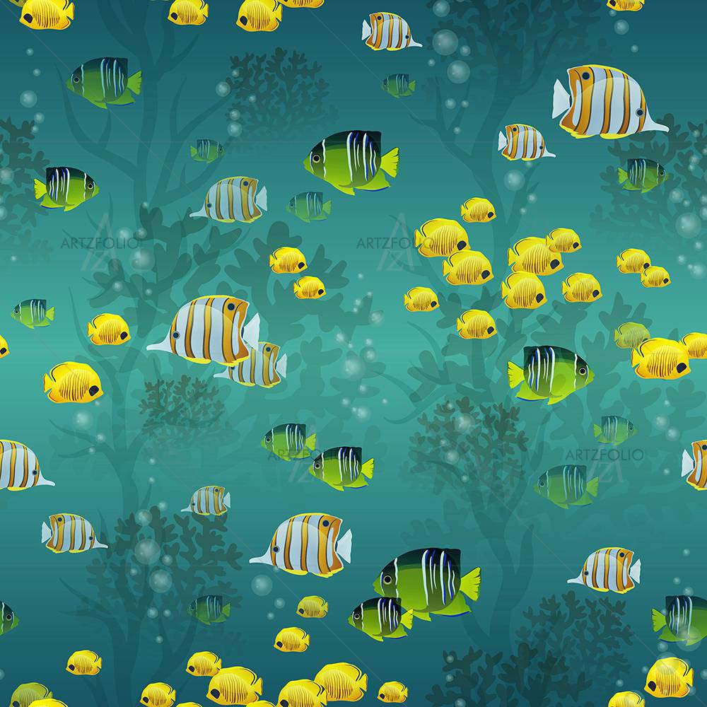 Fishes And Coral Underwater — custom-size art design 5007910