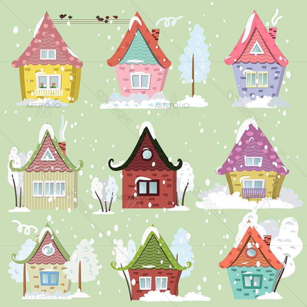 Cute Houses D1 — custom-size art design 5007912