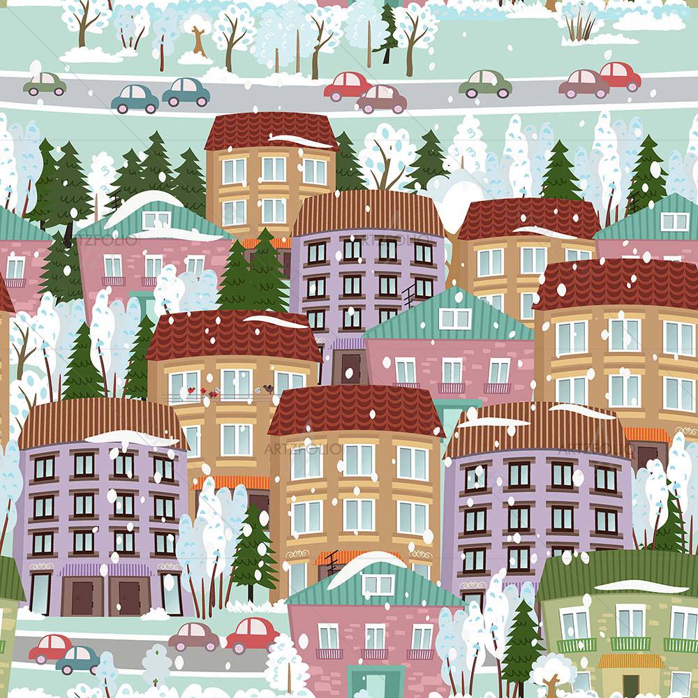 Cute Houses D3 — custom-size art design 5007915