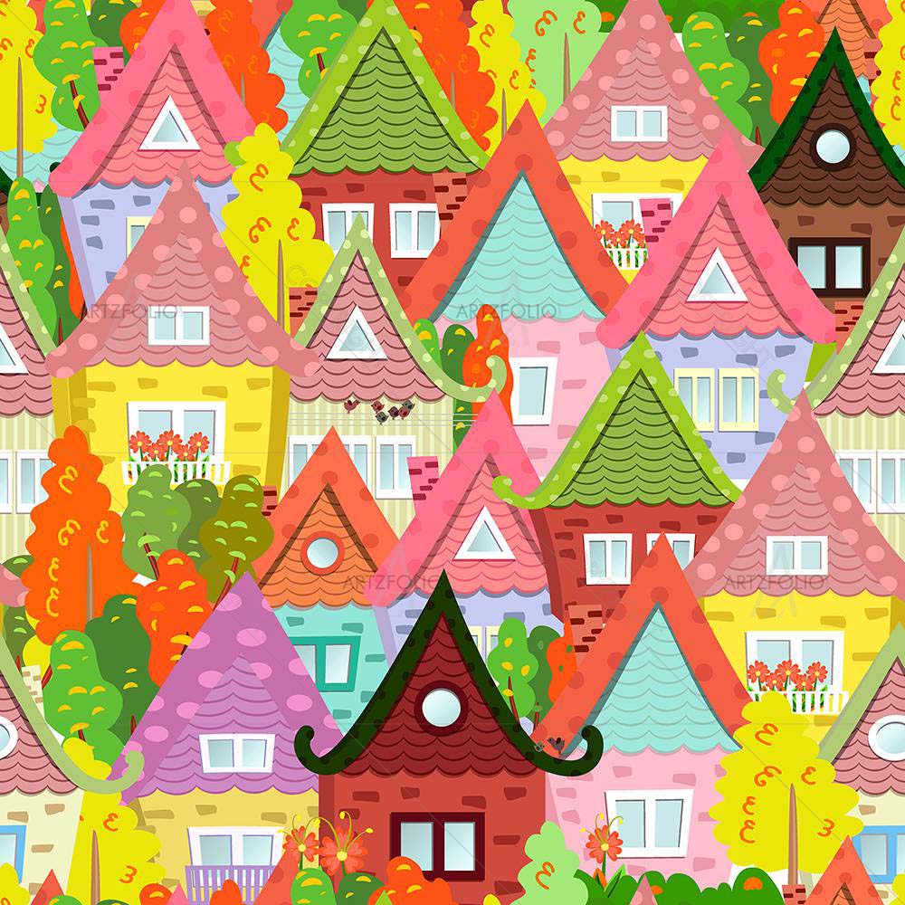 Cute Houses D5 — custom-size art design 5007917
