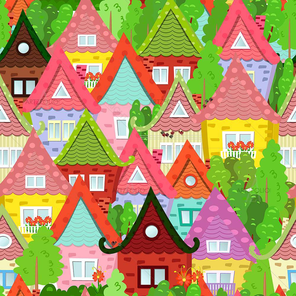 Cute Houses D6 — custom-size art design 5007918