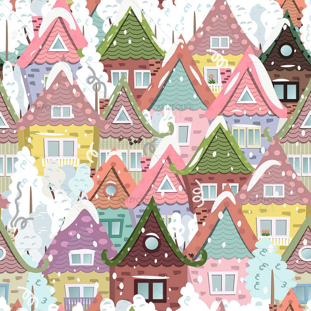 Cute Houses D7 — custom-size art design 5007919