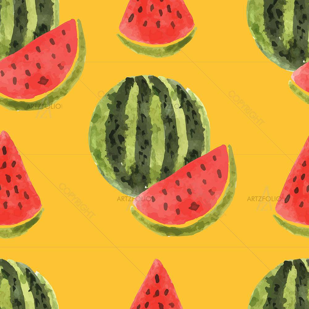 Watercolor Watermelon D1 — Animated Cartoons custom art by ArtzFolio