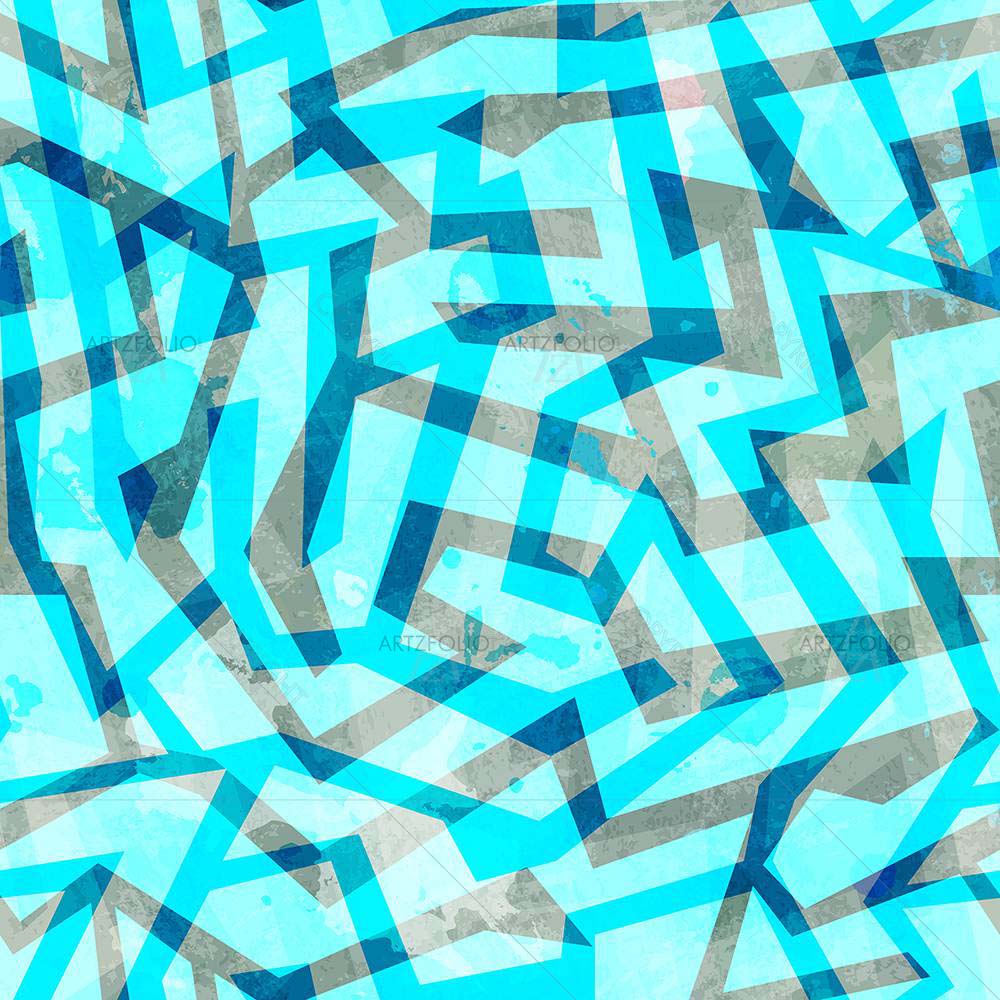 Abstract Grunge Blue Maze — Abstract custom art by ArtzFolio