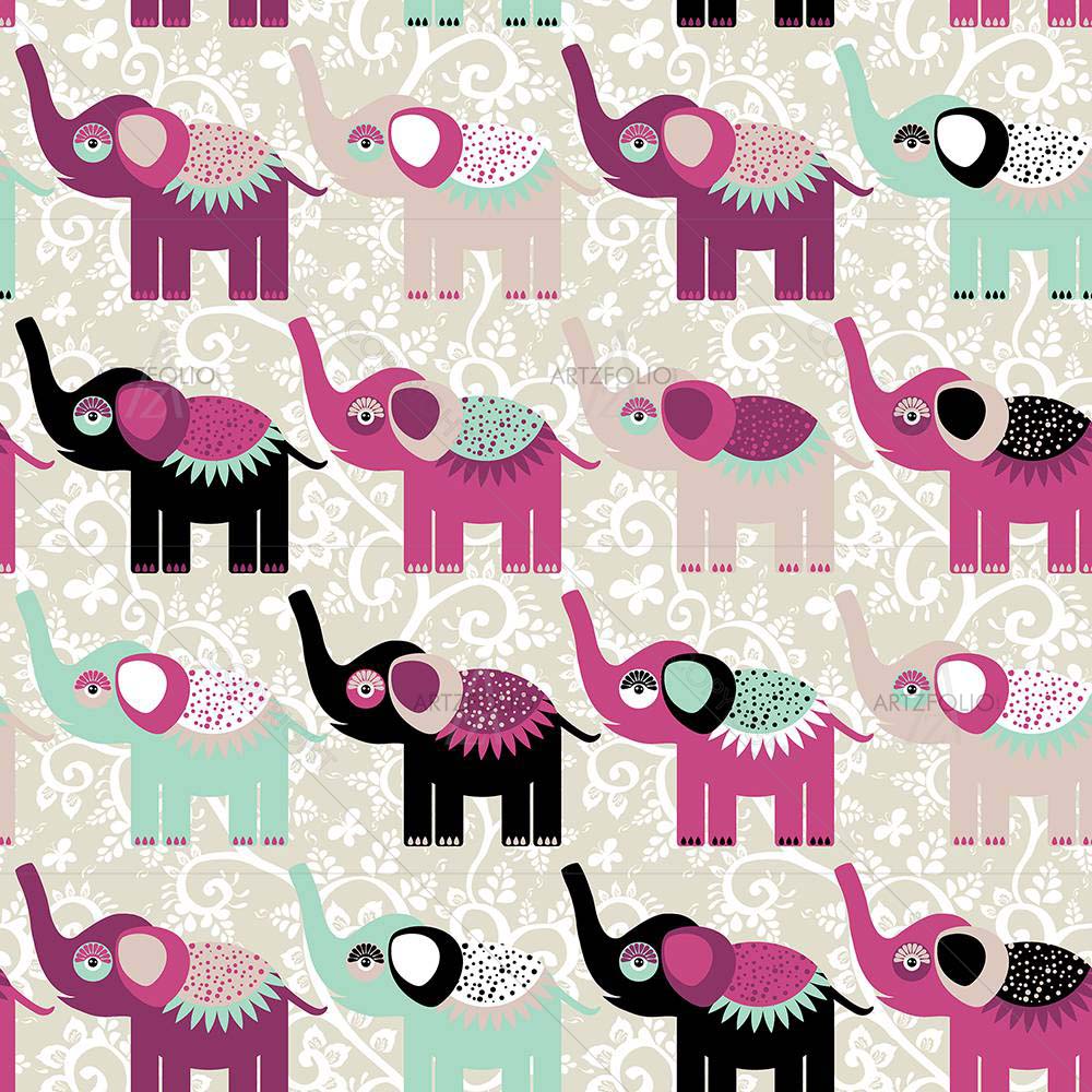 Elephants And Flowers — custom-size art design 5007935