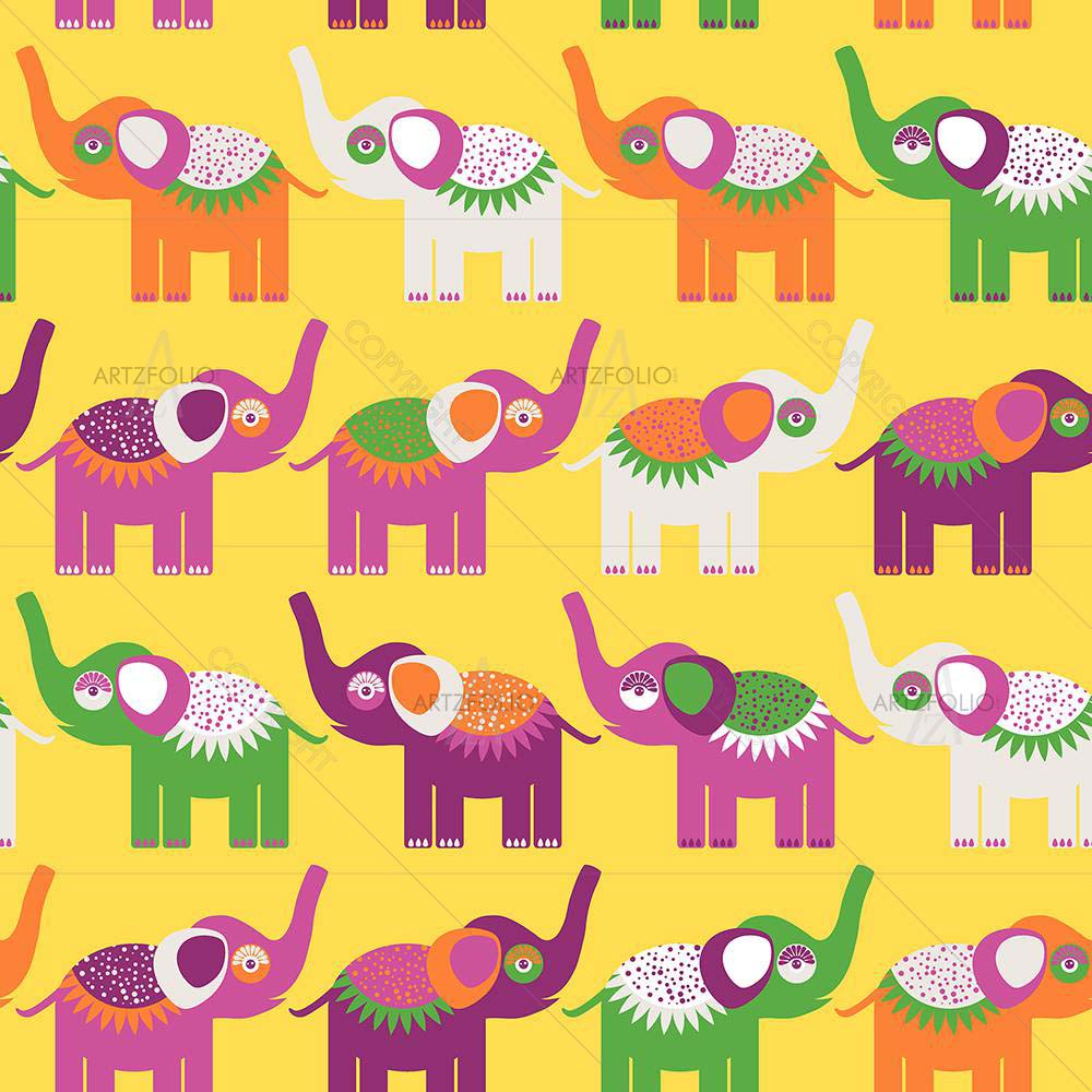 Cheerful Elephants — custom-size art design 5007936