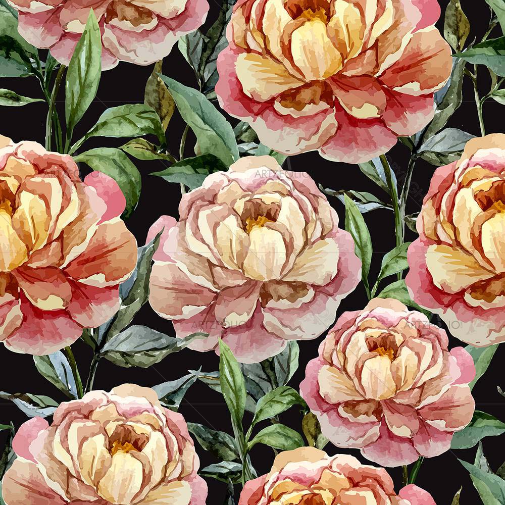 Watercolor Floral Peonies — Botanical custom art by ArtzFolio