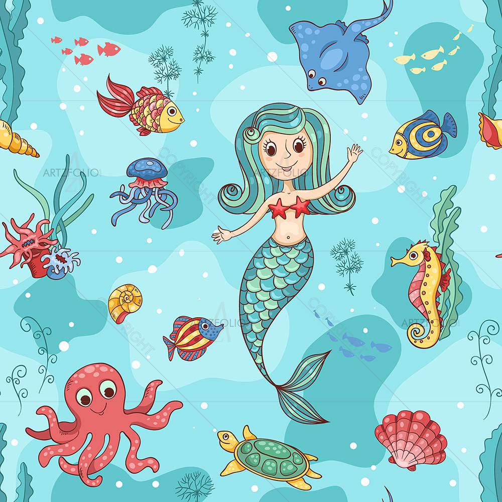 Cartoon Mermaid D1 — Animals custom art by ArtzFolio