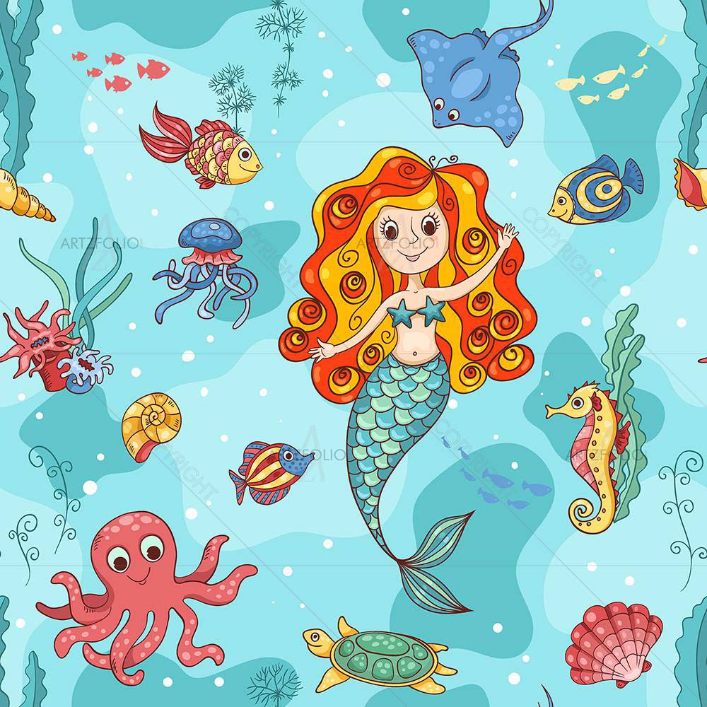 Cartoon Mermaid D2 — Landscapes custom art by ArtzFolio