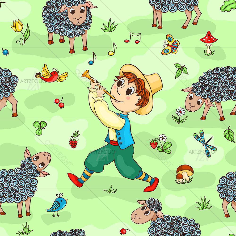 Cartoon Shepherd Boy — custom-size art design 5007943
