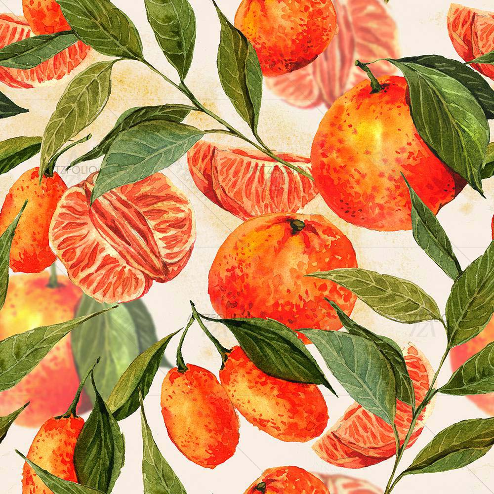 Watercolor Orange Pattern — custom-size art design 5007945