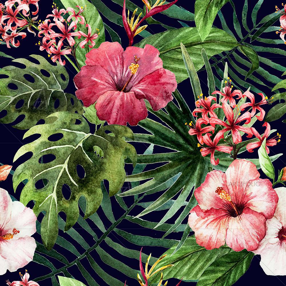 Exotic Nature Leaves & Flowers D1 — Botanical custom art by ArtzFolio