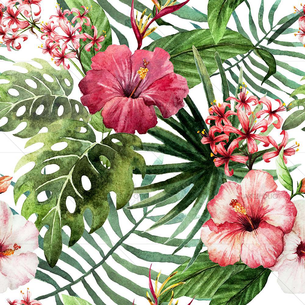 Exotic Nature Leaves & Flowers D2 — custom-size art design 5007947