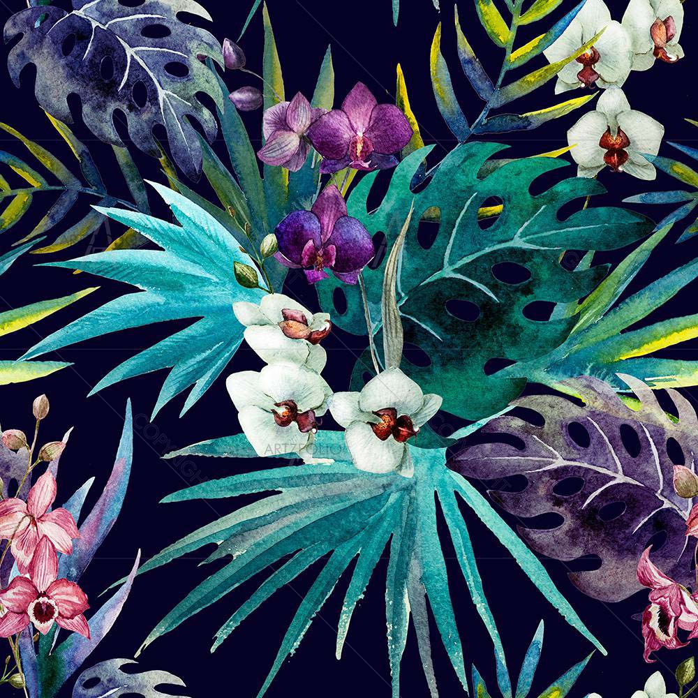 Exotic Nature Leaves & Flowers D3 — Botanical custom art by ArtzFolio