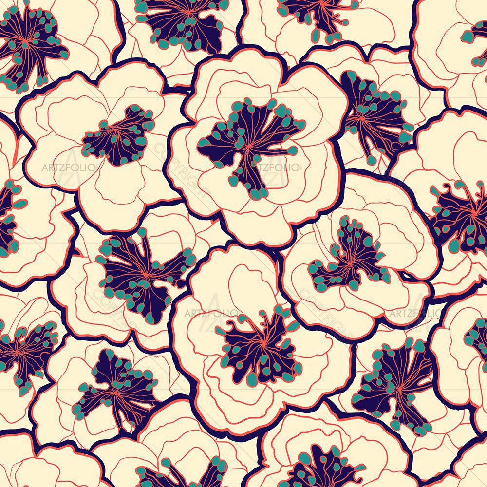 Blossom Blue Flowers — custom-size art design 5007955