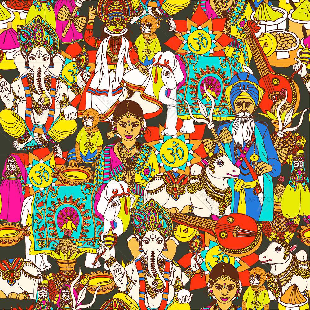 Indian Cultural Holy Animals D1 — custom-size art design 5007956