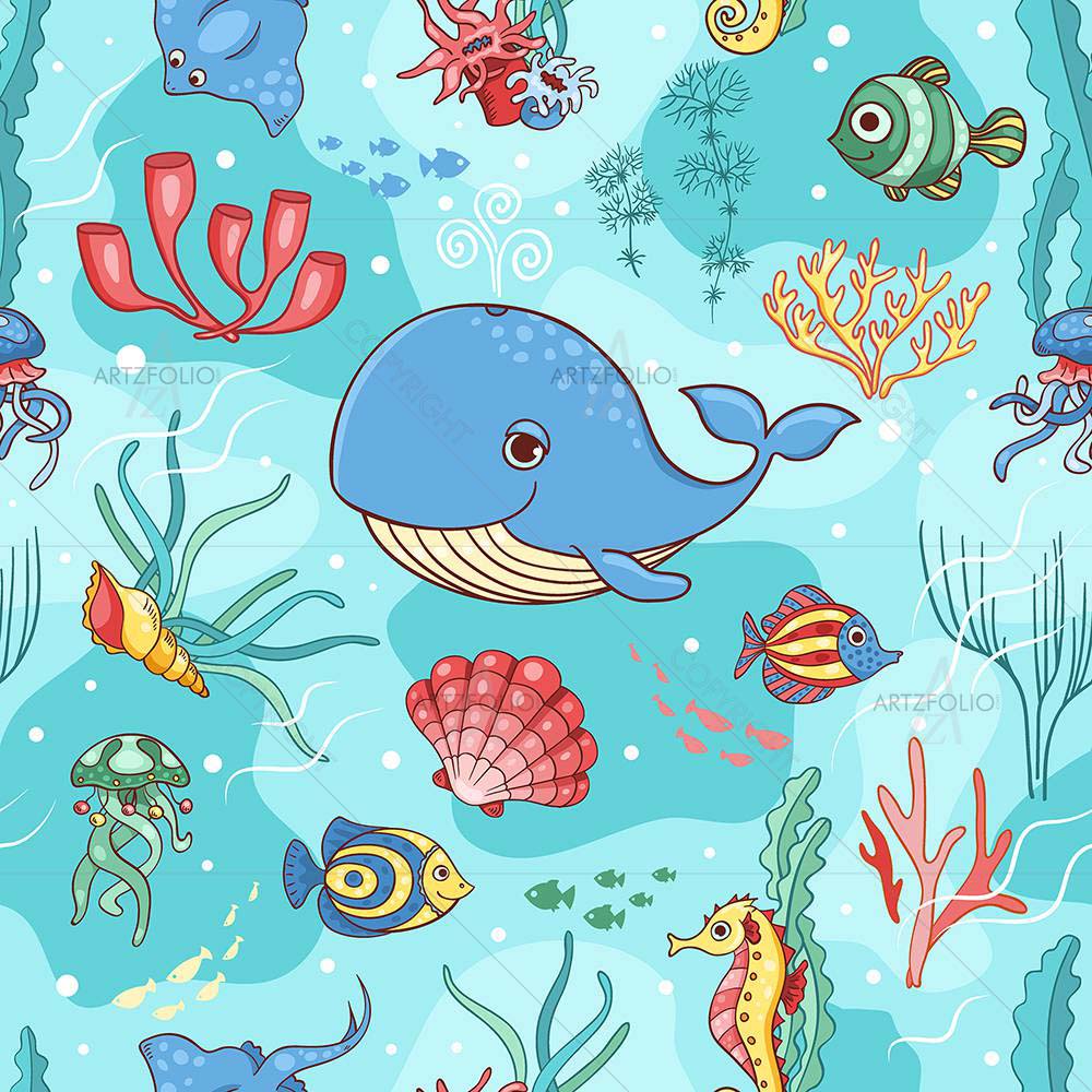 Cartoon Whale — custom-size art design 5007979