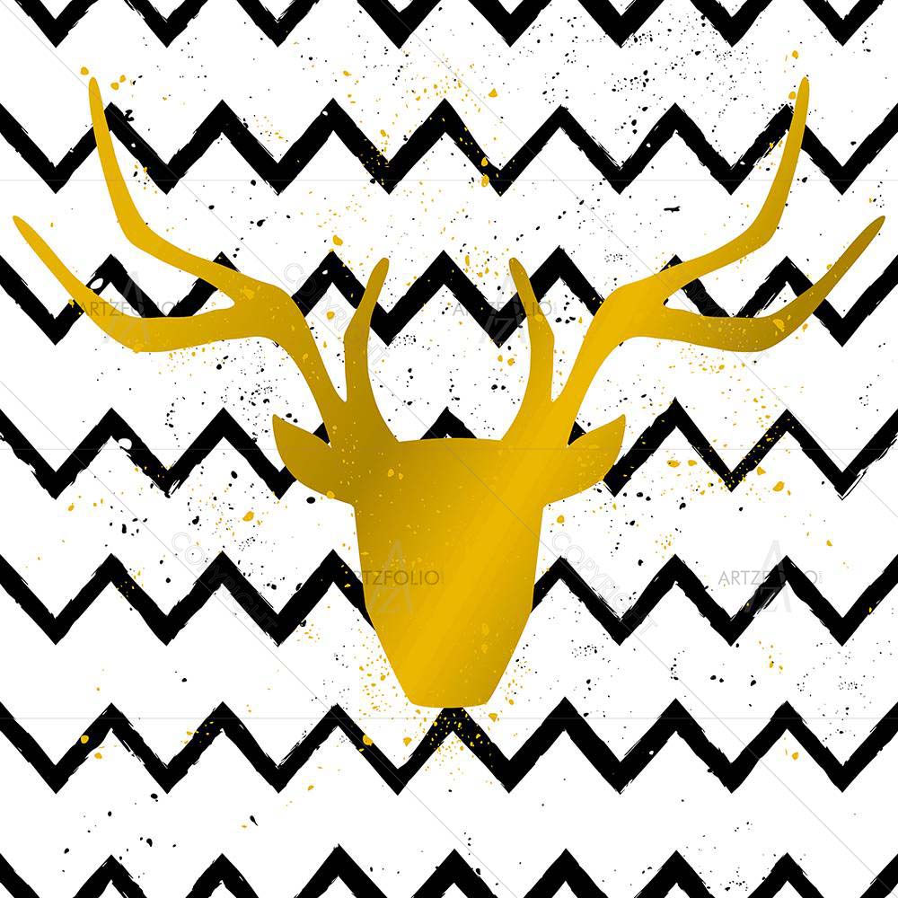 Goden Deer Head Chevron — custom-size art design 5007981