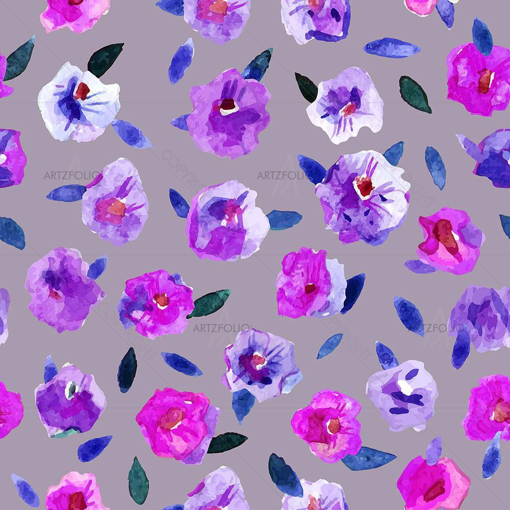 Watercolor Flowers And Leaves — Botanical custom art by ArtzFolio