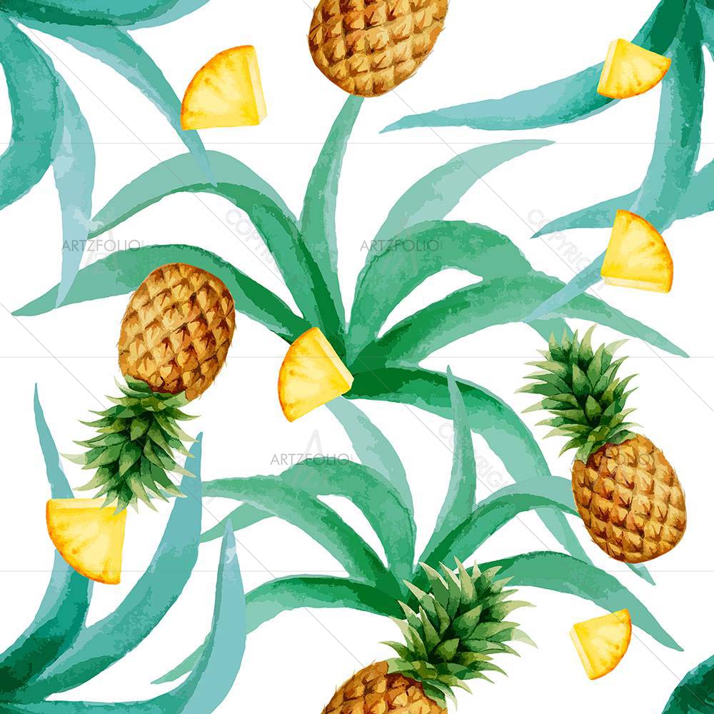 Pineapple And Leaves — Botanical custom art by ArtzFolio