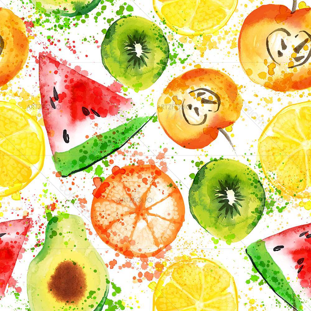 Watercolor Fruits Art — custom-size art design 5008019