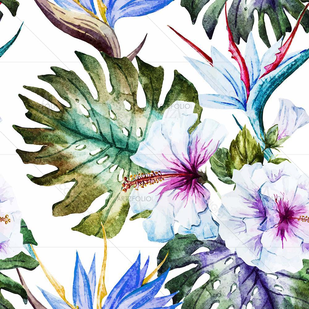 Watercolor Hibiscus D4 — custom-size art design 5008067