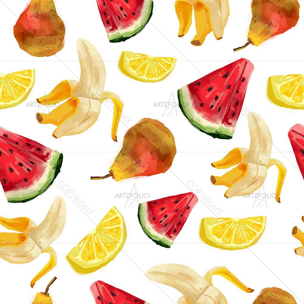Watercolor Fruit Patterns — Cuisine custom art by ArtzFolio