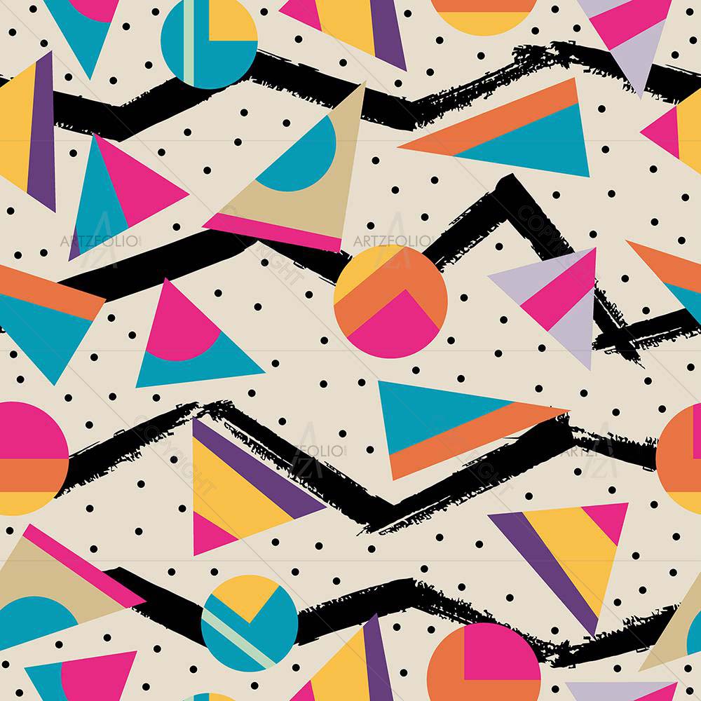 Retro Geometric Pattern D1 — Abstract custom art by ArtzFolio