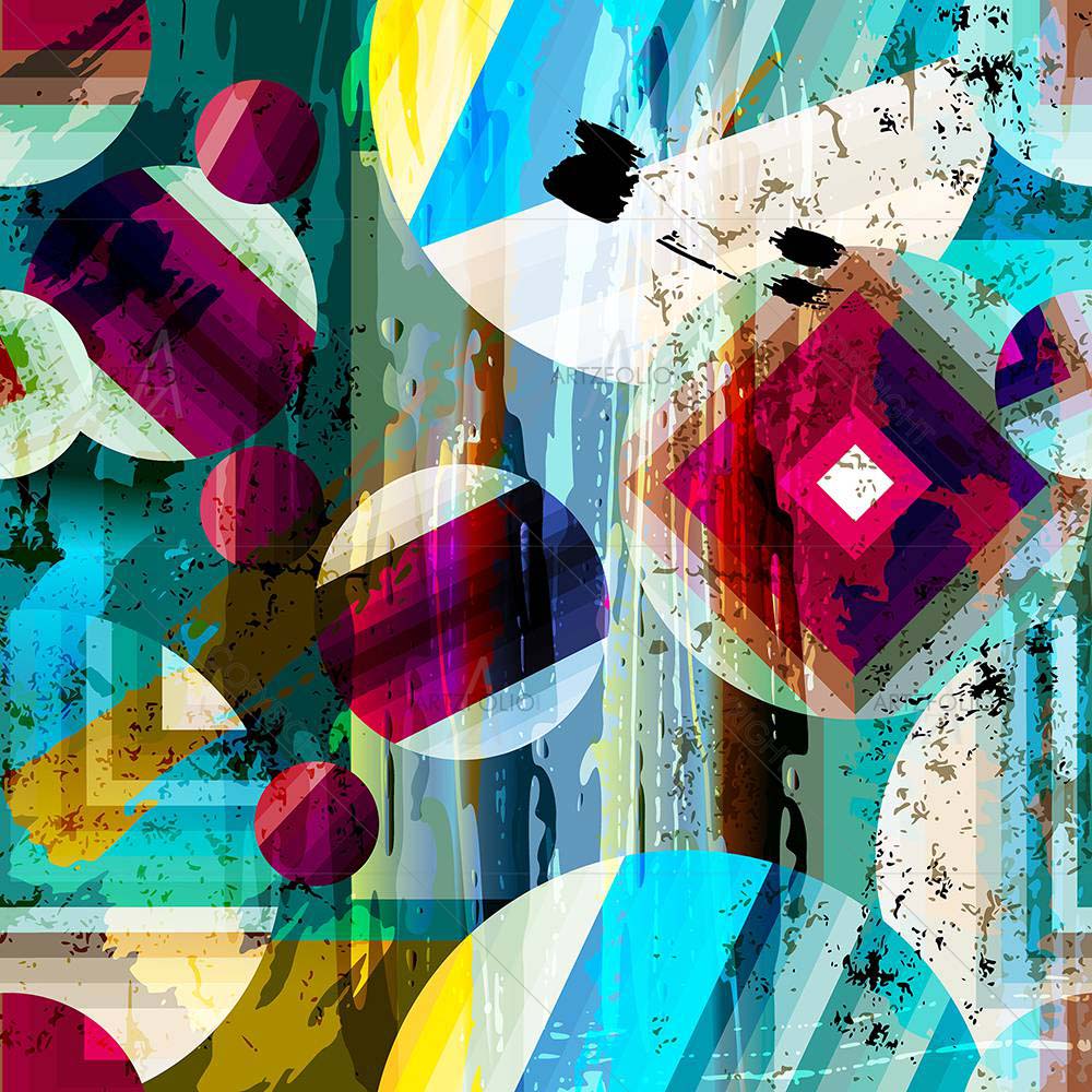 Abstract Circles, Strokes And Splashes Pattern — custom-size art design 5008101
