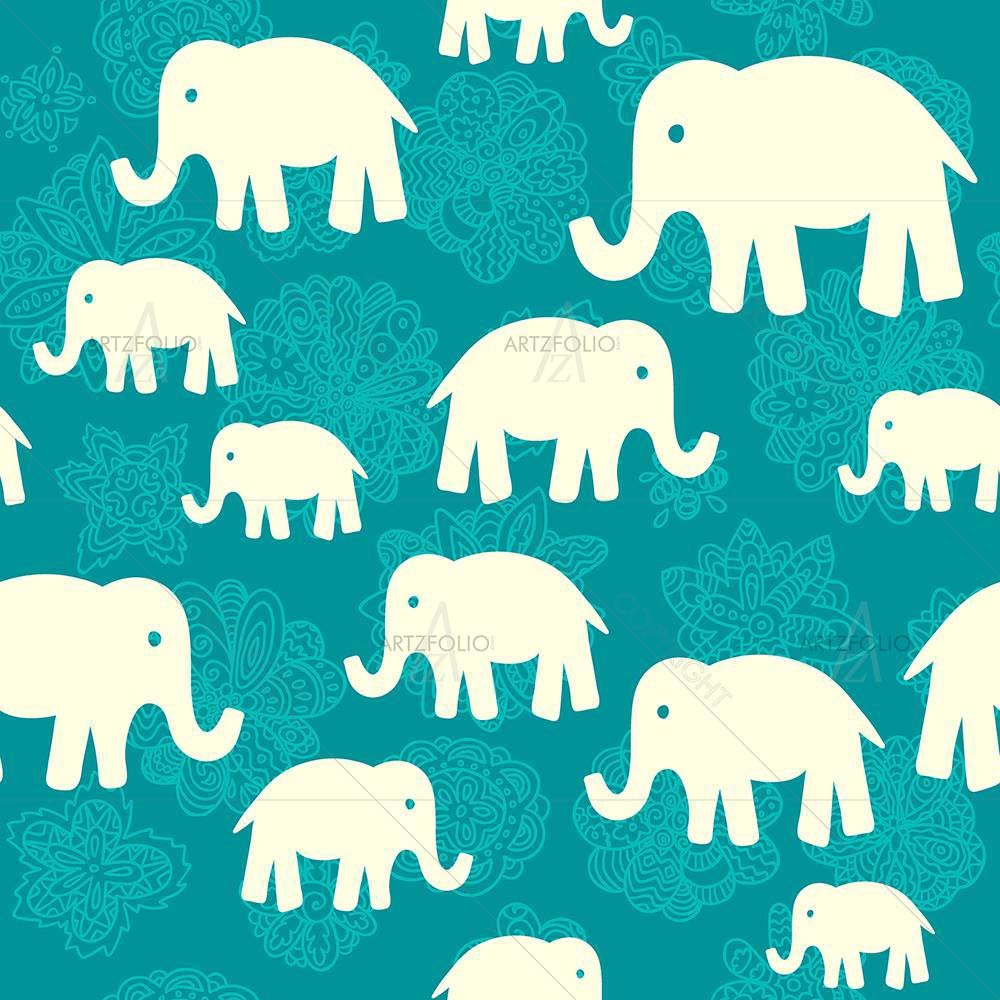 Elephants Pattern — custom-size art design 5008105