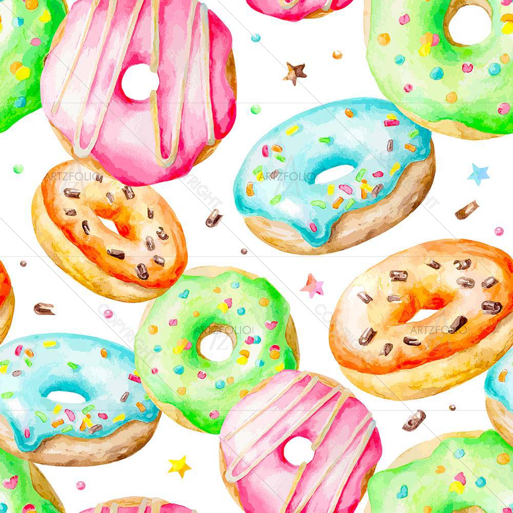 Watercolor Donuts — Cuisine custom art by ArtzFolio