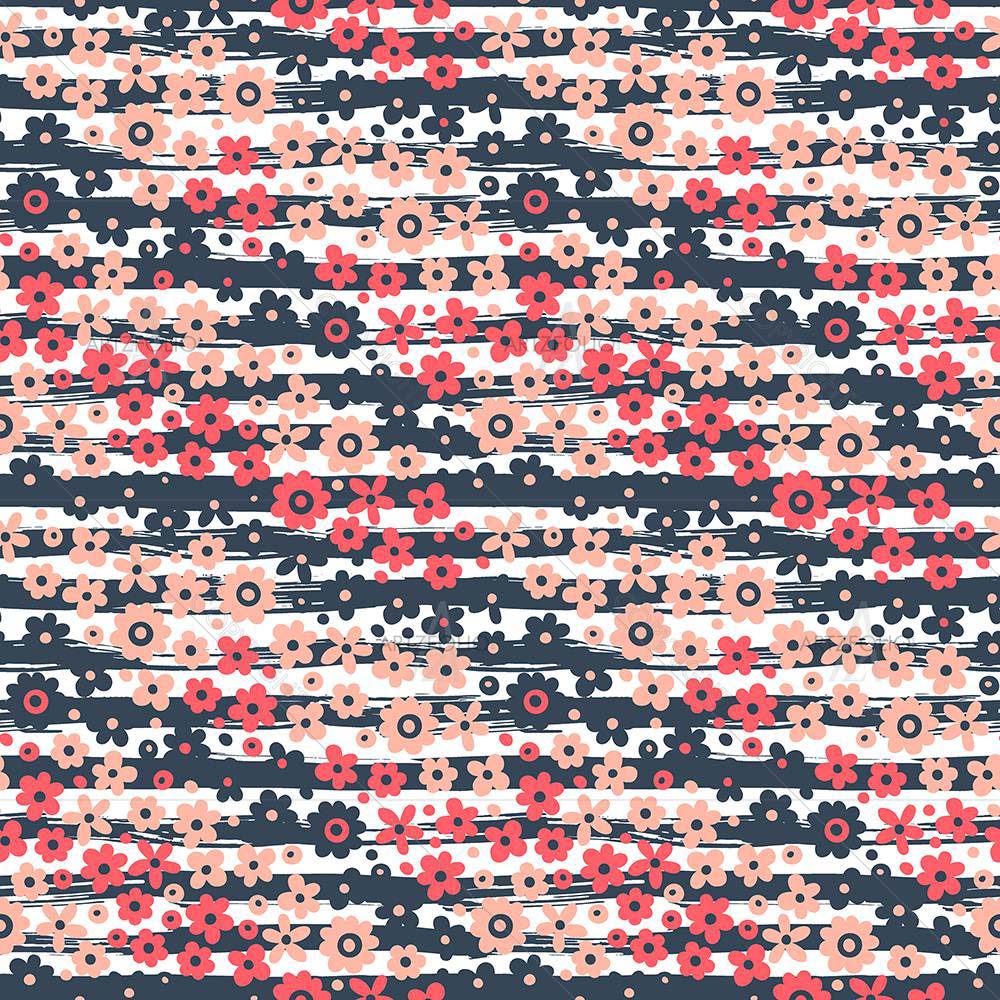 Flowers On Stripes Pattern — custom-size art design 5008121