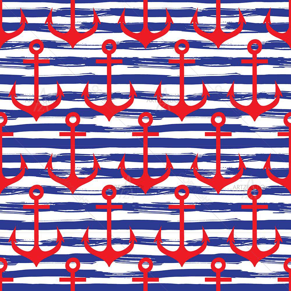 Anchors On Stripes D1 — custom-size art design 5008122