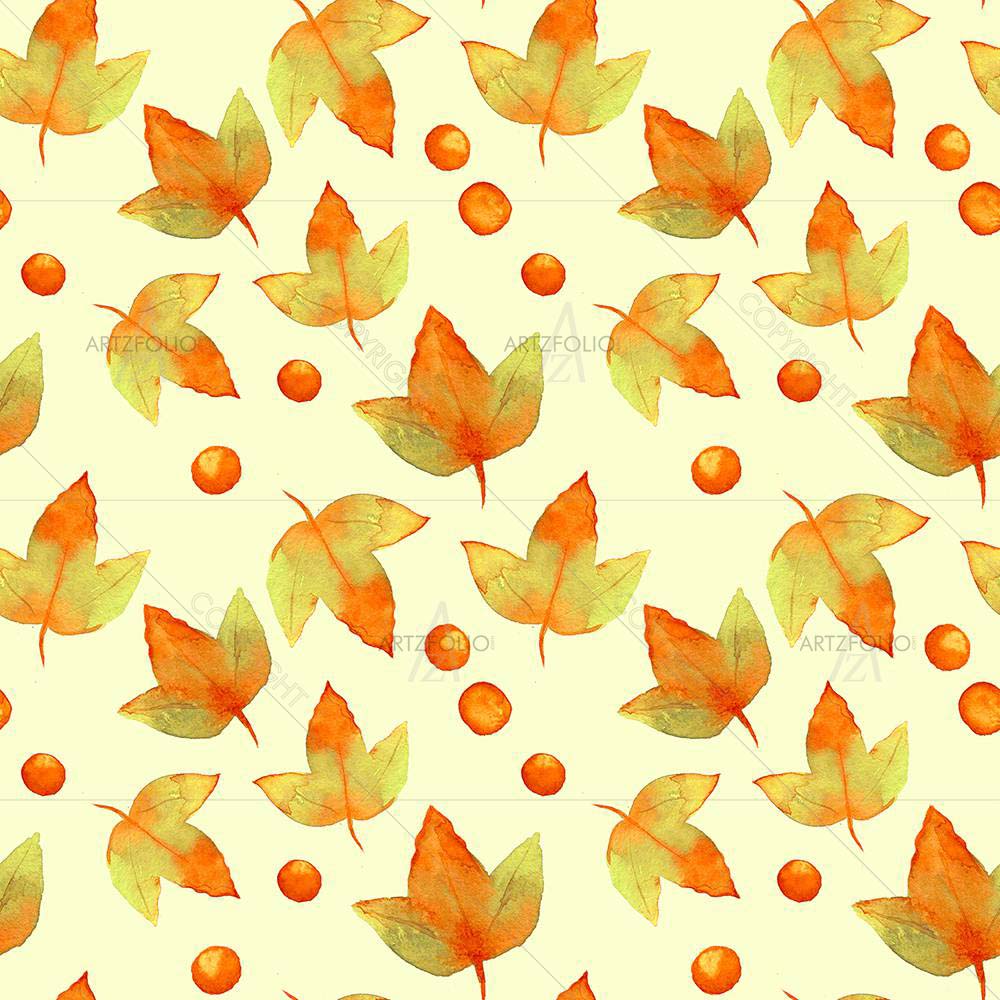 Watercolor Autumn Leaves — custom-size art design 5008130