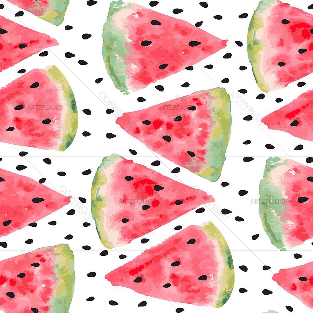 Watercolor Watermelon Pattern — Cuisine custom art by ArtzFolio