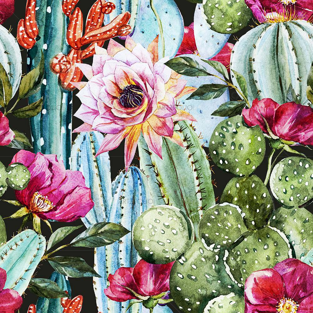 Watercolor Cactus D3 — custom-size art design 5008143