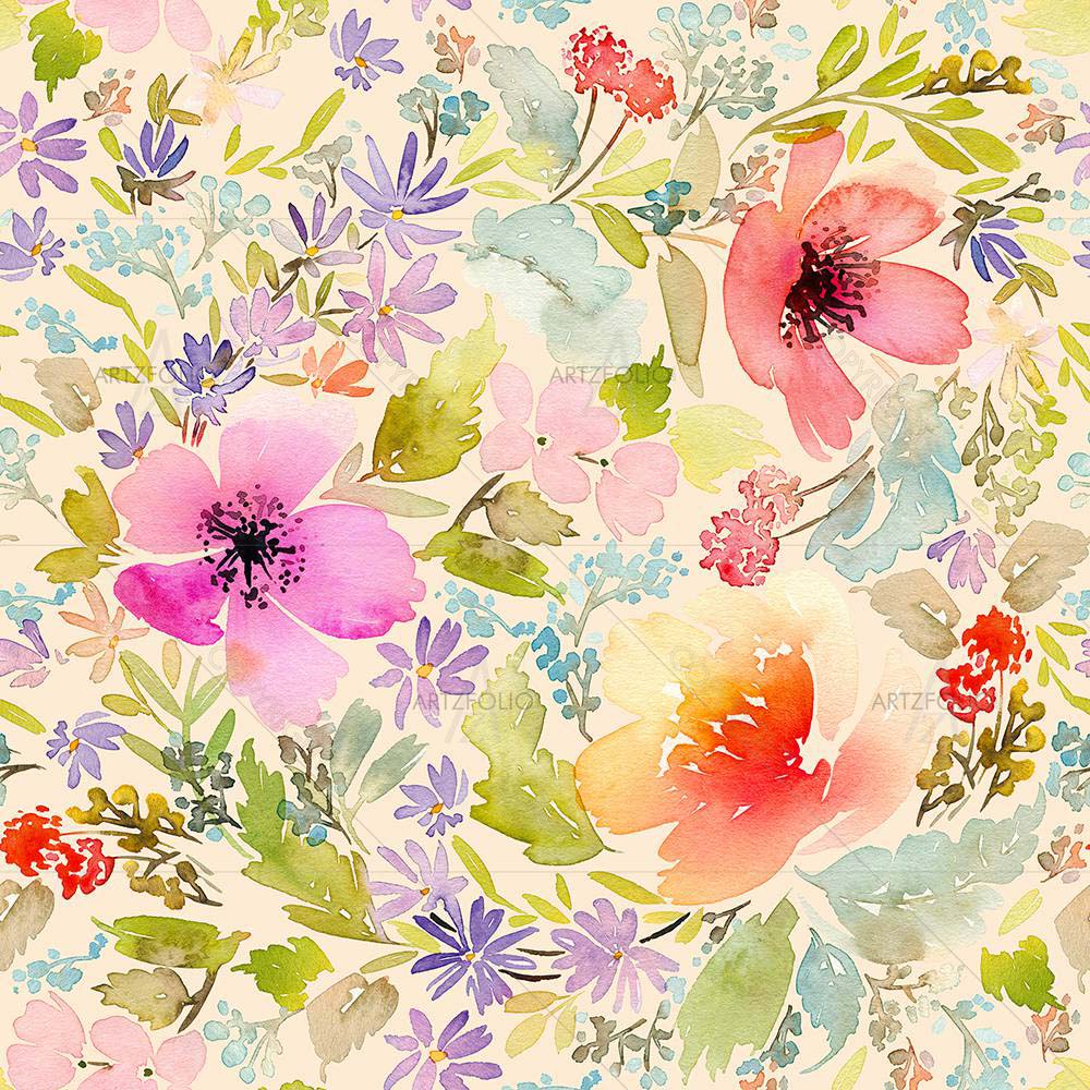 Watercolor Spring Pattern — custom-size art design 5008156