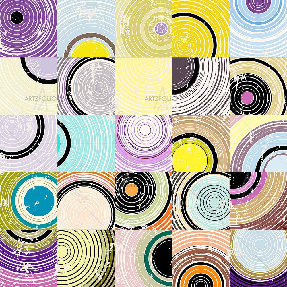Circles, Squares & Strokes Pattern D3 — Botanical custom art by ArtzFolio