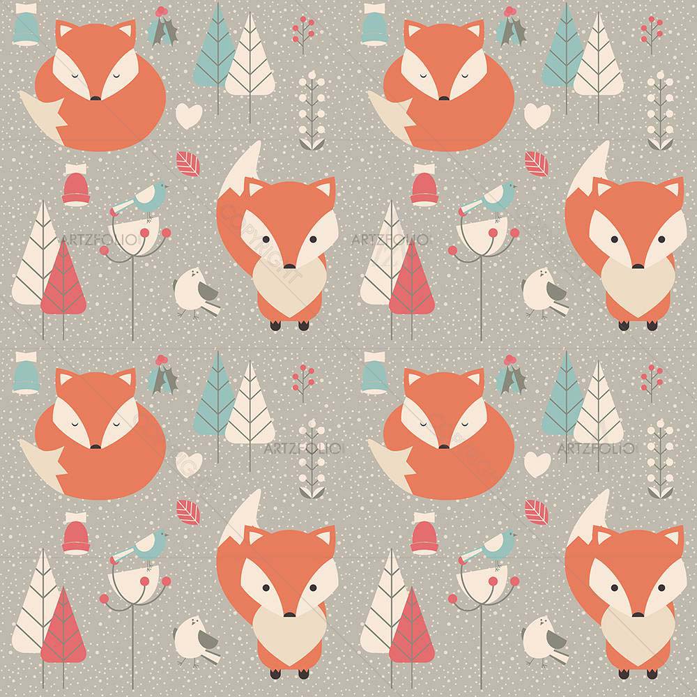 Christmas Baby Fox Pattern — Devotional custom art by ArtzFolio