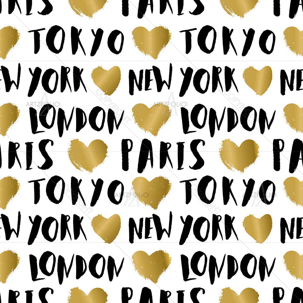 Typographic City Names Pattern — custom-size art design 5008199