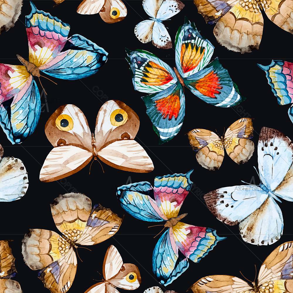 Watercolor Butterflies D3 — custom-size art design 5008214