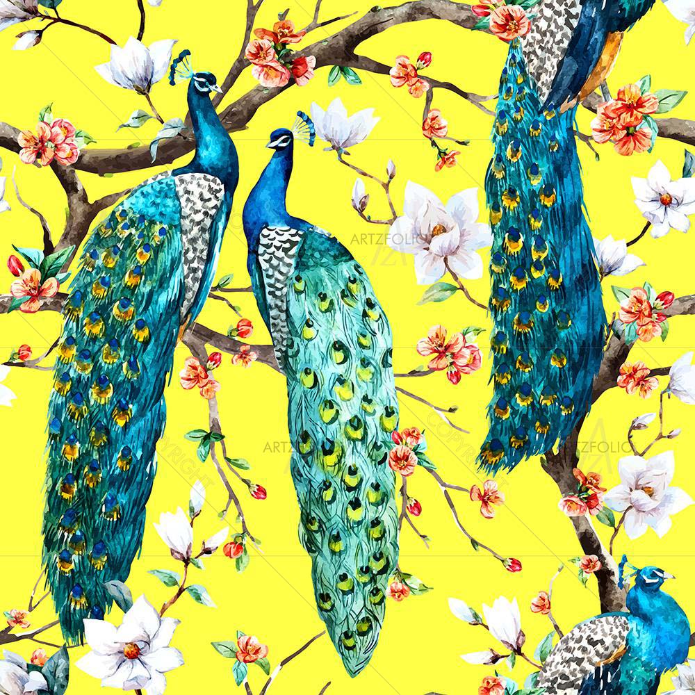 Watercolor Peacock D2 — custom-size art design 5008217