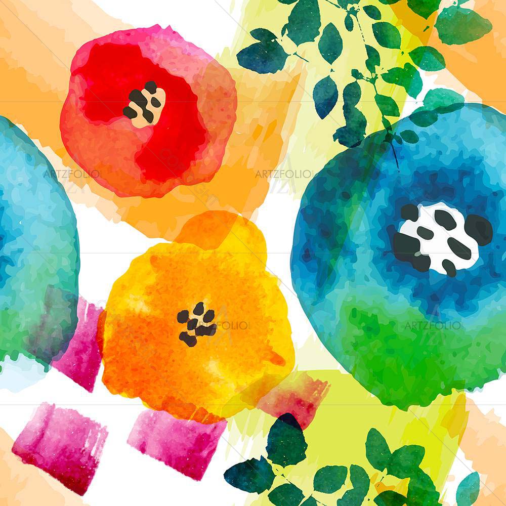 Watercolor Floral Pattern D2 — custom-size art design 5008227