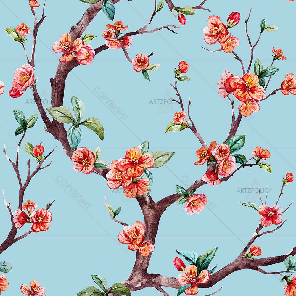 Watercolor Sakura Tree — custom-size art design 5008239