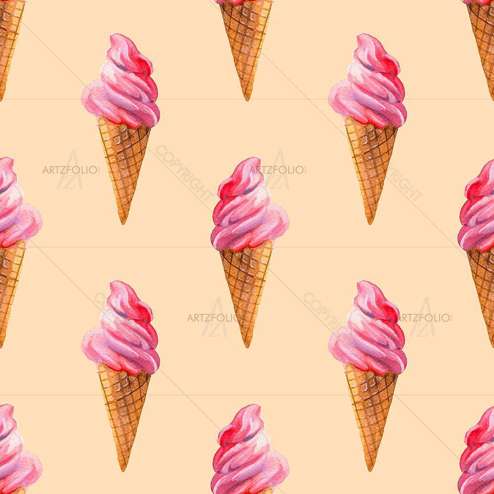 Watercolor Ice Cream D1 — custom-size art design 5008254