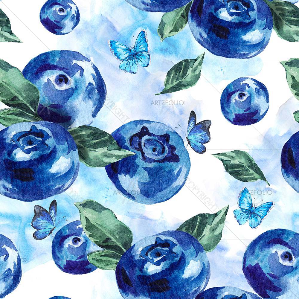 Watercolor Berries Pattern — custom-size art design 5008261