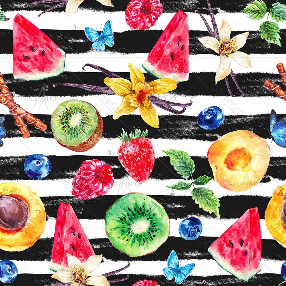 Watercolor Tropical Fruits D2 — custom-size art design 5008263