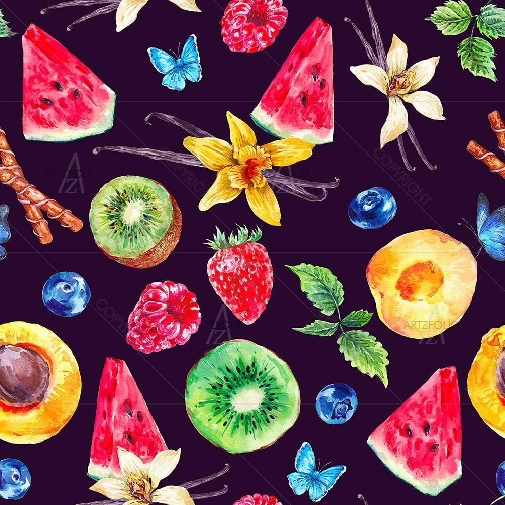 Watercolor Tropical Fruits D3 — custom-size art design 5008264