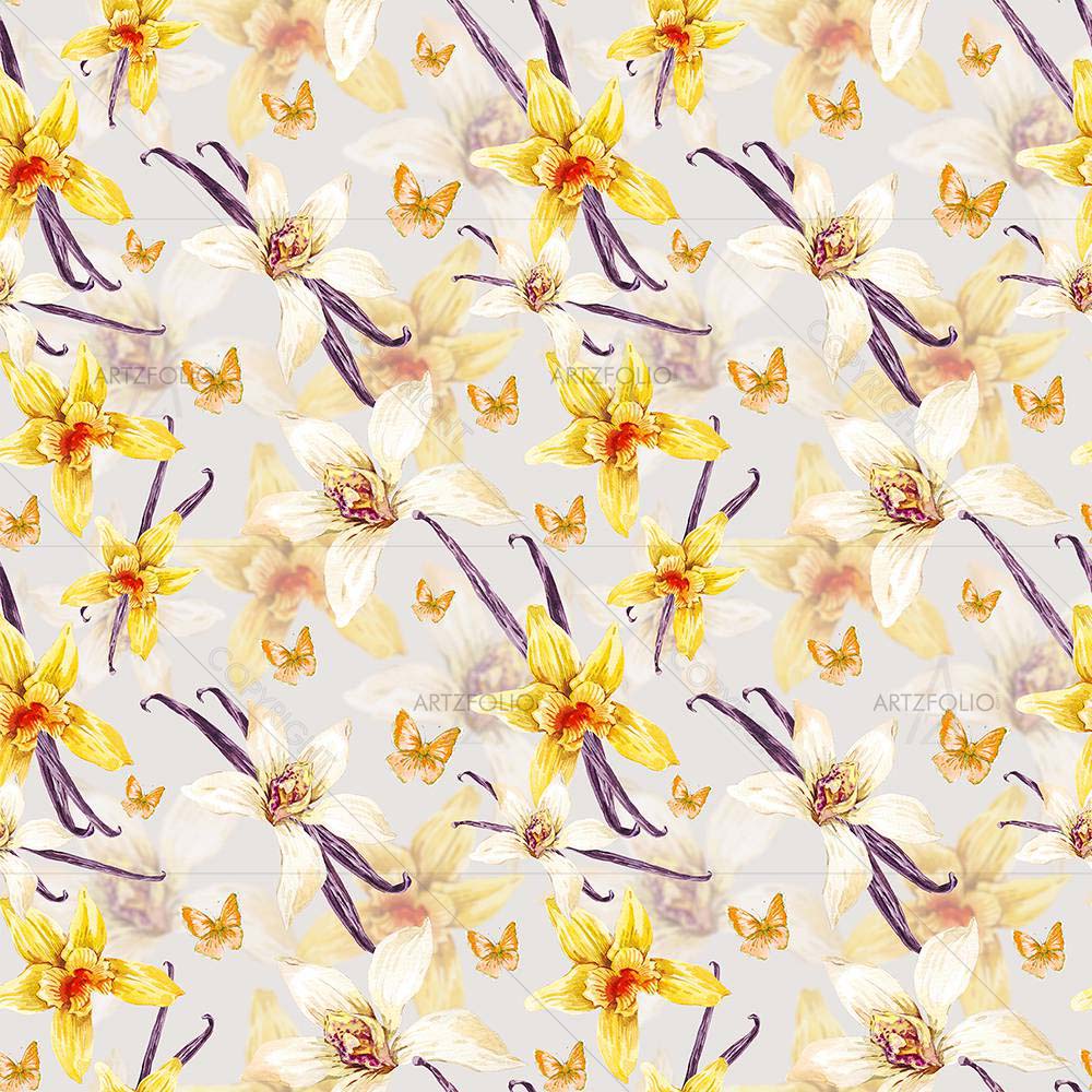 Tropical Floral Pattern D1 — Botanical custom art by ArtzFolio